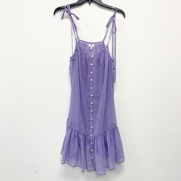 Aerie Women's Purple Swiss Dot Button-Front Mini Dress Size Small - Picture 1 of 3